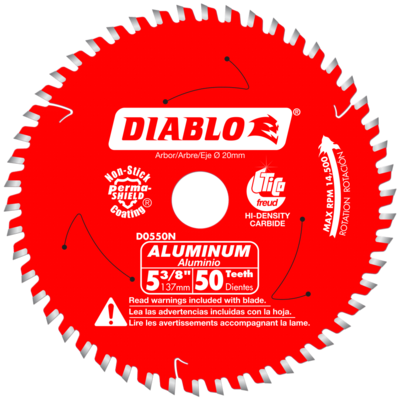 DIABLOD053850NMX 5-3/8" 50T 20MM ARBOR MEDIUM ALUMINUM CUTTING SAW BLADE