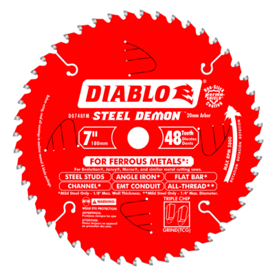 DIABLOD0748CFM 7" 48T 20MM METAL CUTTING SAW BLADE