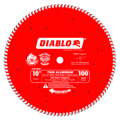 DIABLOD10100N 10" 100T 5/8 ARBOR THIN ALUMINUM CUTTING SAW BLADE