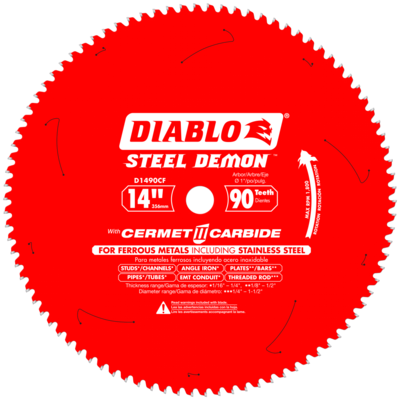 DIABLOD1490CF 14" 90T 1" ARBOR METAL & STAINLESS METAL CUTTING SAW BLADE