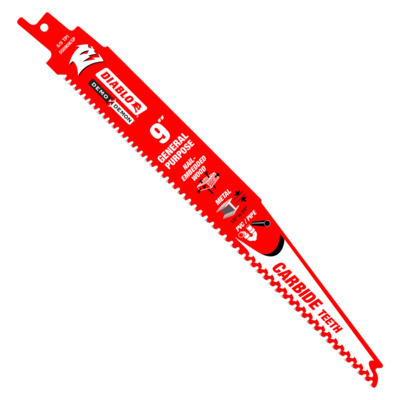 DIABLODS0909CGP3 9" 9 TPI DEMO DEMON CARBIDE GENERAL PURPOSE RECIP BLADE