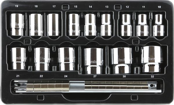 BBPS09201 1/2" Drive Standard Metric Socket Set 15 Piece 1/2" Drive Metric 12 Point Socket Set Standard