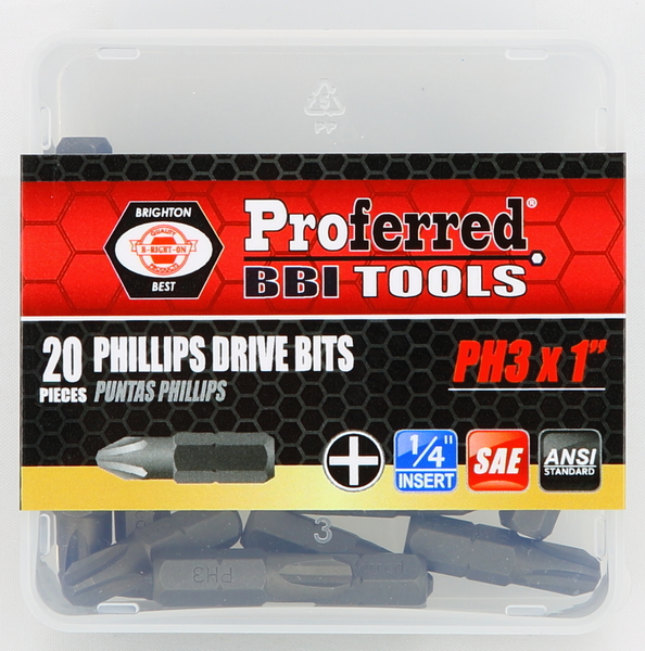 BBPT50004 Phillips Drive Bits Phillips #3 (1" Insert) 1" Length with 1/4" Hex Shank