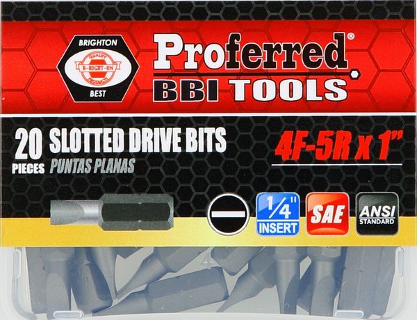BBPT52004 Slotted Drive Bits 4F-5R (1" Insert) 1" Length with 1/4" Hex Shank