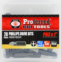 Phillips Drive Bits Phillips #3 (1&quot; Insert) 1&quot; Length with 1/4&quot; Hex Shank