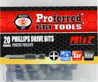 Phillips Drive Bits Phillips #1 (2&quot; Power) 2&quot; Length with 1/4&quot; Hex Shank
