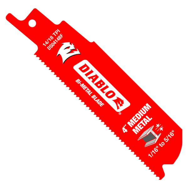 DIABLODS0414BF5 4" 14/18 TPI BI-METAL RECIP BLADE MEDIUM METAL