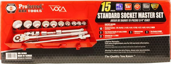 BBPS01004 Proferred Socket Master Set 15 Piece 3/4" Drive Socket Master Set (SAE) 3/4" Drive