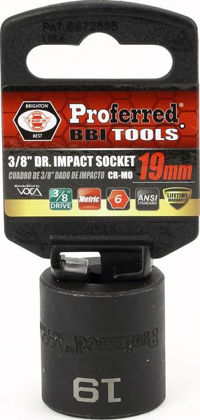 BBPS31019 Impact 3/8" Drive Metric Socket 19MM - 3/8" Dr. 6 Pt. Metric Impact Socket  Impact