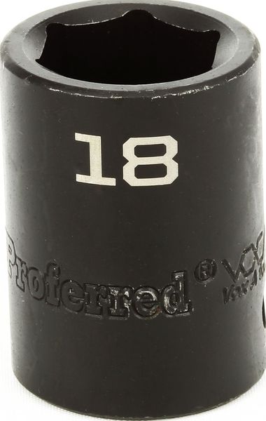BBPS33018 Impact 1/2" Drive Metric Socket 18MM -1/2" Dr. 6 Pt. Metric Impact Socket  Impact